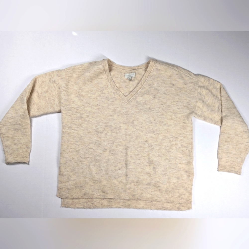 Lucky Brand V-Neck Sweater Woman’s Cream Wool Blend